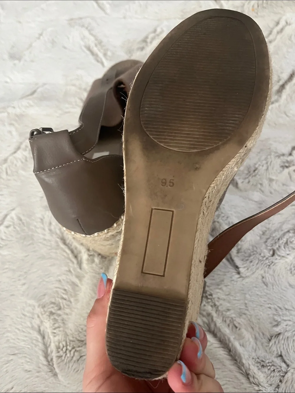 Steve Madden Taupe Suede Espadrille Wedge Sandals with Ankle Strap